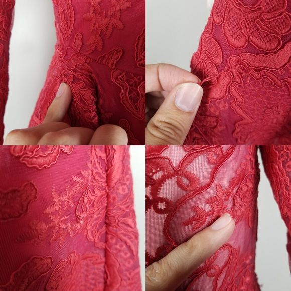 Saylor NYC Rita Rasberry Lace Brocade Fit & Flare Exposed Back Mini Dress Size S - Picture 15 of 15